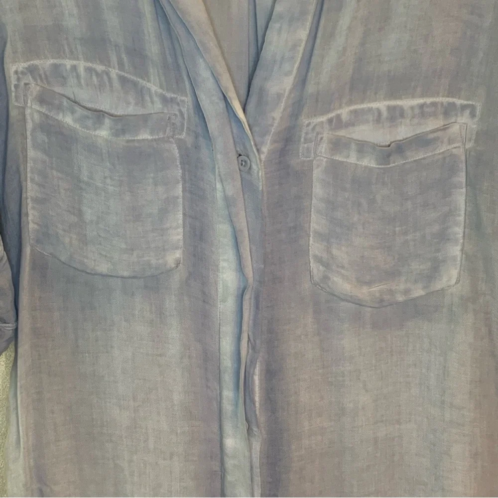 Cloth & Stone Anthropology Blue Button Down Shirt Roll Tab Sleeve Women’s XSmall_2